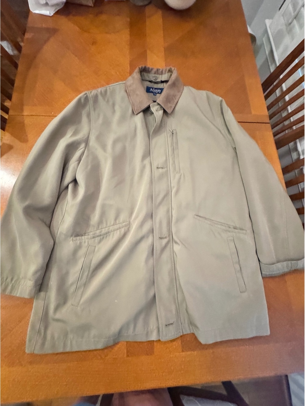 Afazzy Men's XXL Tan Polyester Coat with Brown Collar 3002